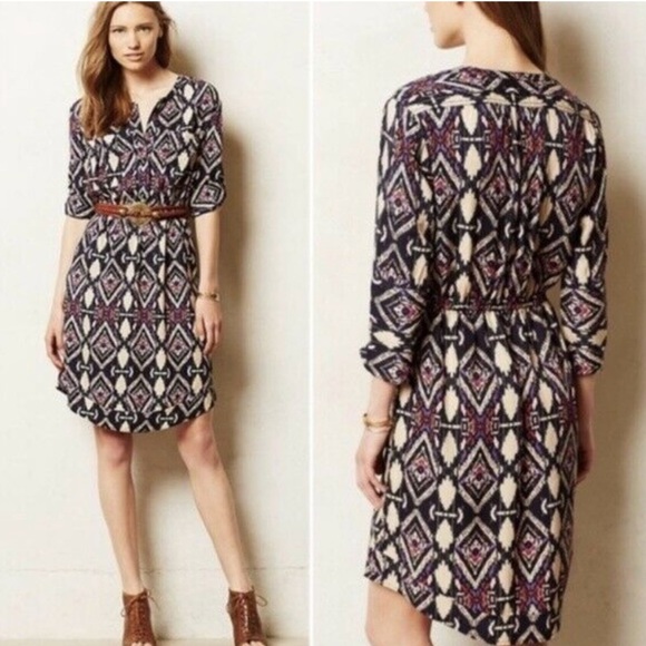 HOLDING HORSES Dresses & Skirts - Holding Horses Anthropologie Mira Ikat Western Boho Shirtdress Size 4
